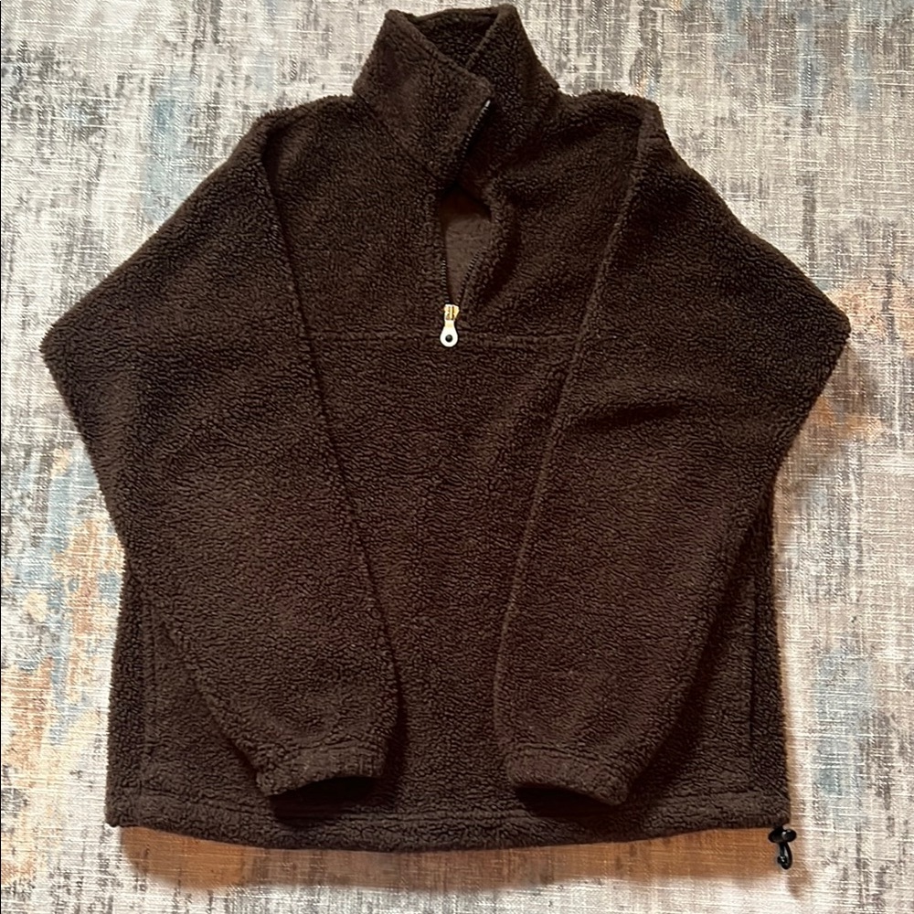 Land’s End women’s brown sherpa quarter zip pullover sz small